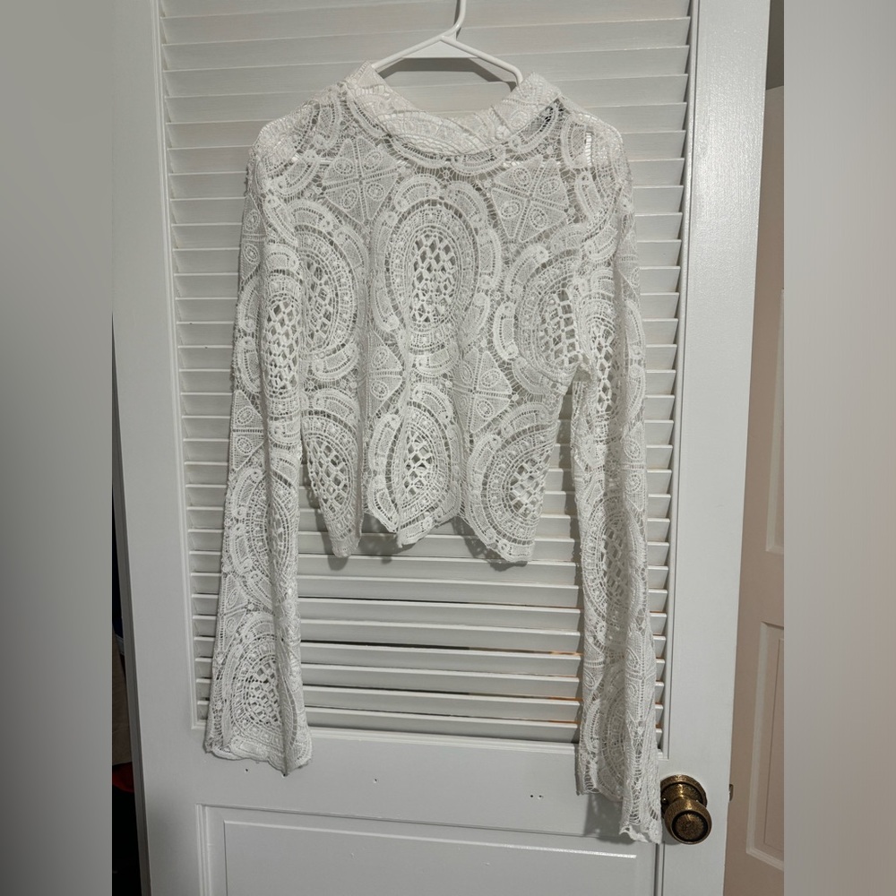 Lace high neck top